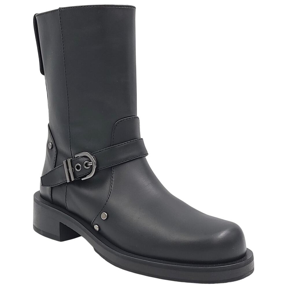 Stuart Weitzman Women Maverick Pull On Moto Booties Size US 8.5B Black Leather